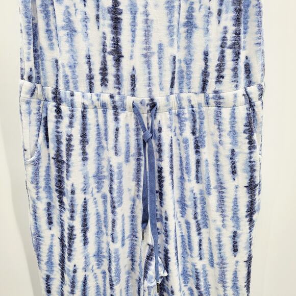 Koolaburra by UGG Blue & White Tie-Dye Drawstring Jumpsuit Women's Plus Size 1X - Picture 3 of 7